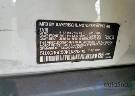 2019 BMW X5 xDrive40I z USA, uszkodzony, nr VIN 5UXCR6C50KLK89300